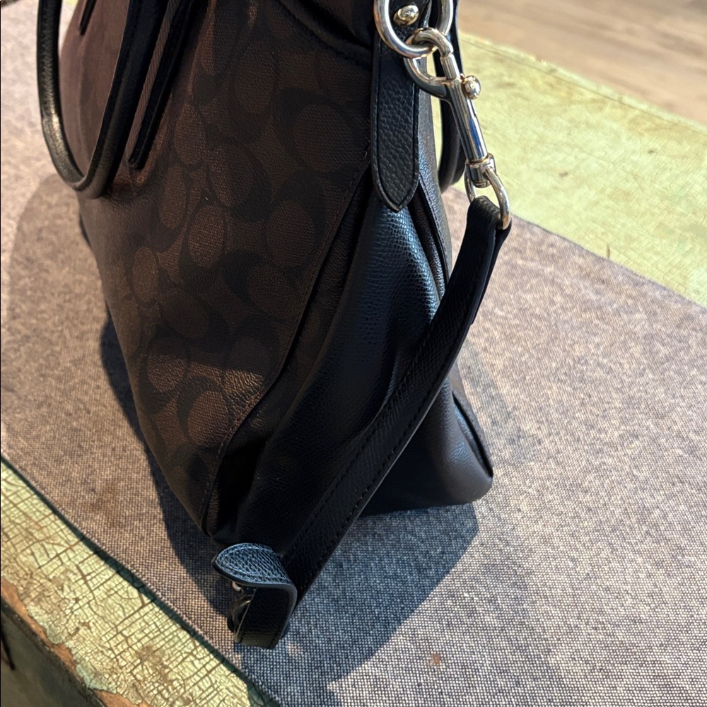 Coach Morgan Signature Satchel Brown Black Crossbody Handbag - Picture 9 of 10